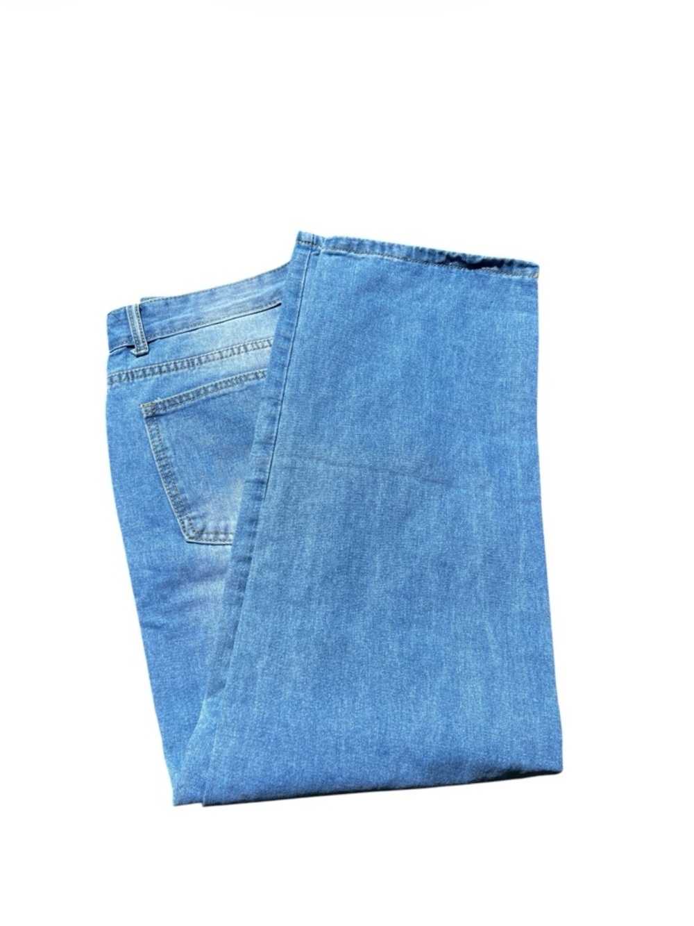 Men's Straight-Leg Blue Denim Jeans with White Graphic Script - Picture 7 of 15